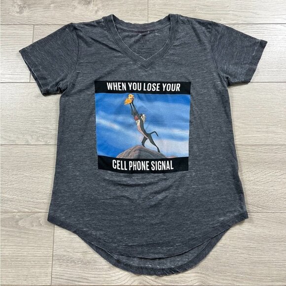 Disney The Lion King Grey Burn Out Graphic Tee - Picture 1 of 8